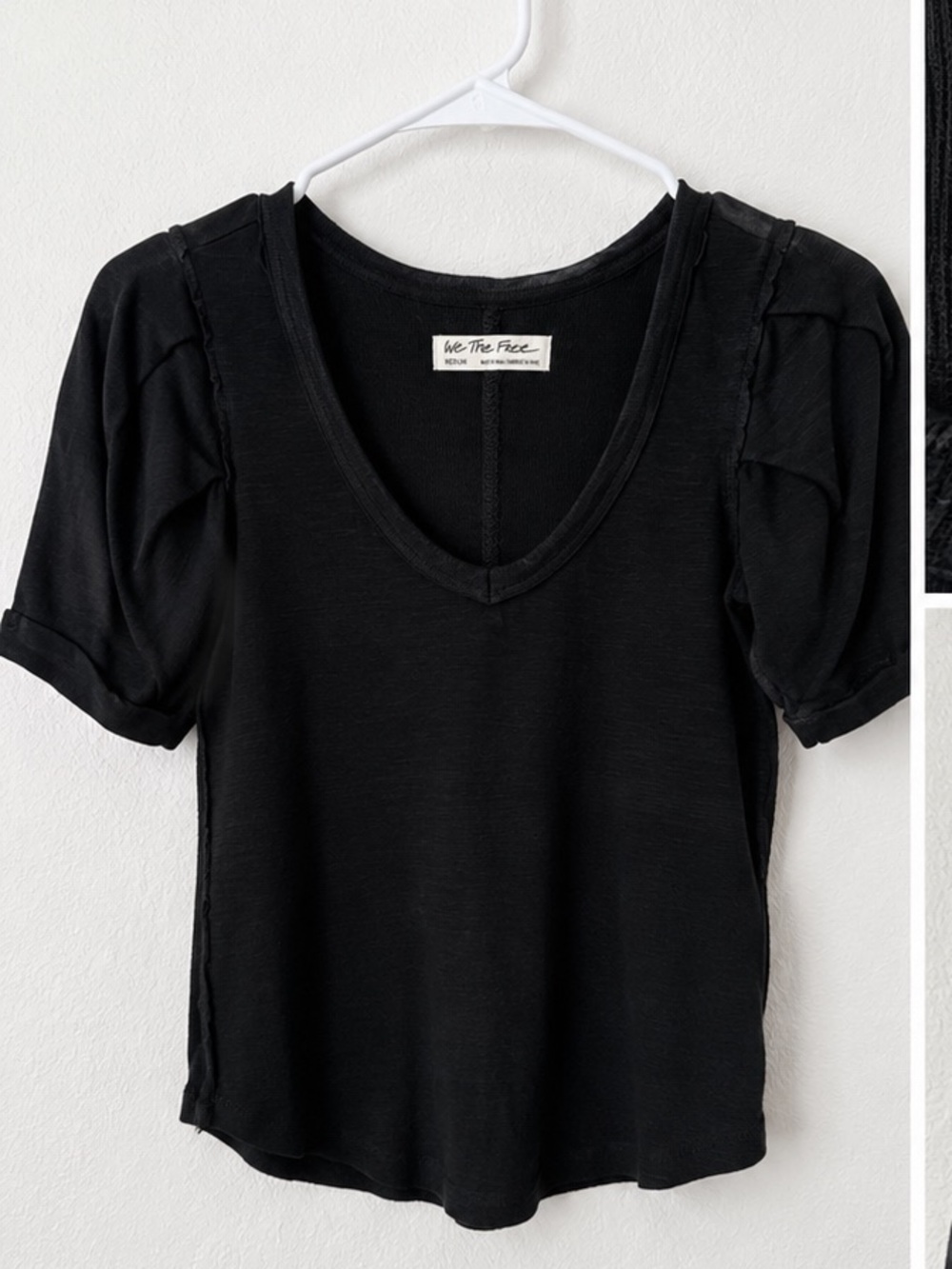 We The Free NWOT Black Scoop Neck Puff Sleeve Tee
